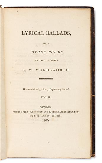 WORDSWORTH, WILLIAM. Lyrical Ballads, with Other Poems.